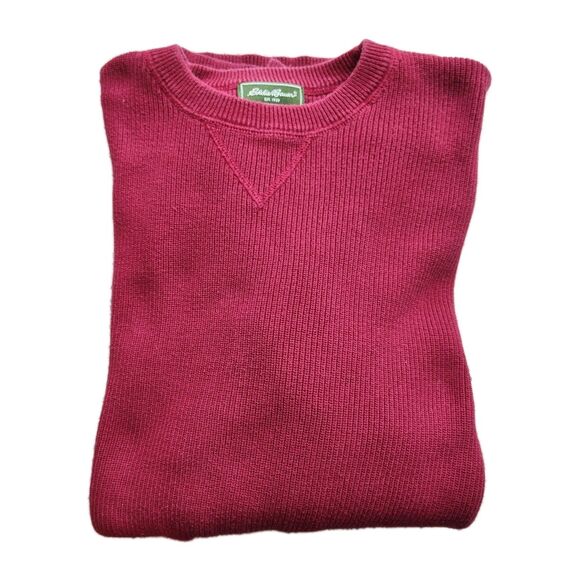 VTG Eddie Bauer men's pullover sweater, Tall XL, dark red, long slvs, crew neck - Picture 9 of 10